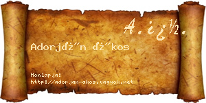 Adorján Ákos névjegykártya